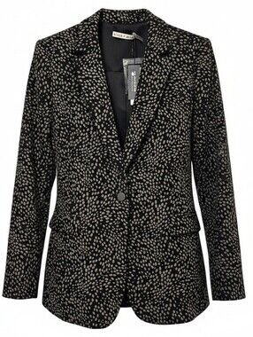 Alice + Olivia Macey Blazer Black & Gold Jacquard Metallic New With Tags Size 10